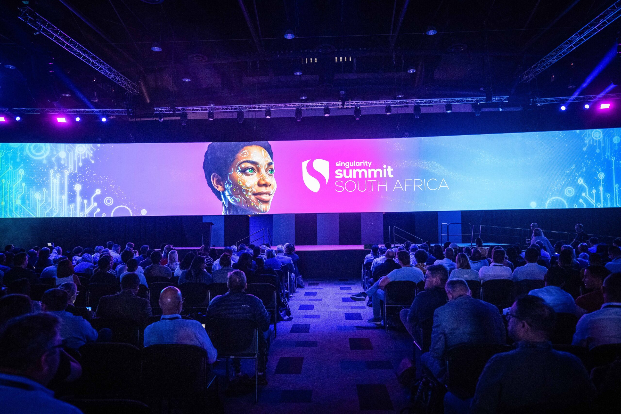 Plenary hall with the Singularity Summit South Africa stage